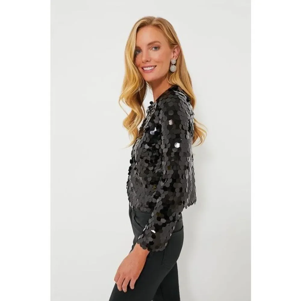 NWT Hyacinth House x Tuckernuck Black Sequined Dazzle Jacket Size Small $148 - Picture 3 of 9
